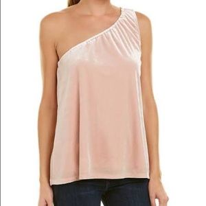 FRENCH CONNECTION PINK one shoulder velvet top